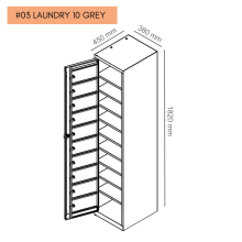 #03 LAUNDRY 10 GREY – Skriňa na výdaj pracovného oblečenia s 10 priehradkami, 1820/380/450 mm