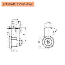 #11 Závorový zámok – H2A411E (rôzne kľúče)