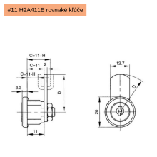 Zámok #11 H2A411E vhodný na montáž napr. do poštovej schránky. 