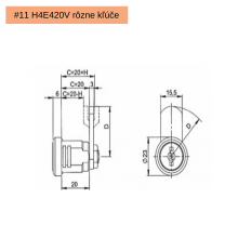 Zámok #11 H4E420V vhodný na montáž do šatníkovej skrine. 
