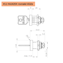 Závorový zámok #11 H4J420X vhodný na montáž napr. do šatníkovej skrinky.