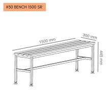 #30 BENCH 1500 SR – Šatníková lavica s dĺžkou 1500 mm s roštom na topánky