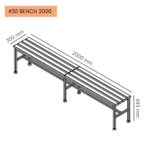 #30 BENCH 2000 – Šatníková lavica s dĺžkou 2000 mm