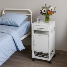 #03 BEDSIDE WHITE - Kovový noční stolek, 860 mm x 400 mm x 400 mm