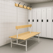 #16 BENCH 1000 DOUBLE AH │ Oboustranná šatní lavice s opěrkou a věšáky, 1000 mm