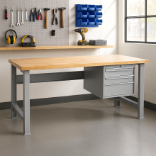 Pracovní stůl se 3 závěsnými zásuvkami a nastavitelnými nohami, 1700 mm