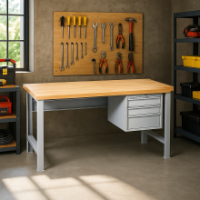 Pracovní stůl se 3 závěsnými zásuvkami a pevnými nohami, 1700 mm