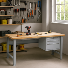 Pracovní stůl se 3 závěsnými zásuvkami a nastavitelnými nohami, 2000 mm