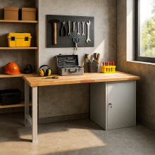 Pracovní stůl se skříňkou se 2 policemi, 1500 mm