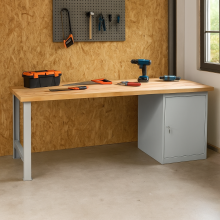 Pracovní stůl se skříňkou se 2 policemi, 2000 mm