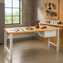 Arbeitstisch mit 1 Hängeschublade und festen Beinen, 2000 mm