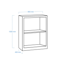 Otevřená úložná skříň s 1 policí, s výškou 1000 mm