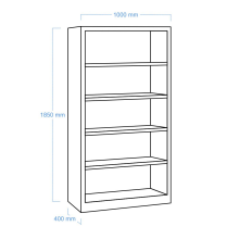 Otevřená úložná skříň se 4 policemi, se šířkou 1000 mm