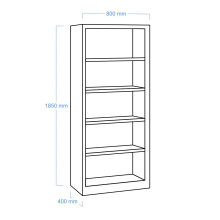 Otevřená úložná skříň se 4 policemi, se šířkou 800 mm
