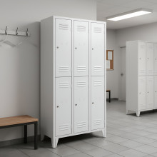 6-dveřová šatní skříň s krátkými dveřmi a nožičkami