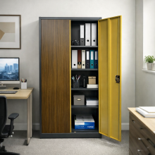 Kancelářská skříň na dokumenty s imitací tmavého dřeva