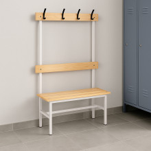 #16 BENCH 1000 AH – Šatníková lavica s opierkou a vešiakmi, 1000 mm