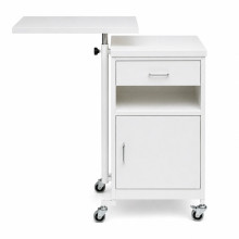 Nemocniční noční stolek s otočnou jídelní deskou.