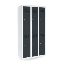 #03 MINI 6 – Šestidveřová šatní skříň s krátkými dveřmi, 1800/900/500 mm, RAL 7016