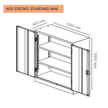 #03 STRONG STANDARD MINI 7016 – Kancelárska skriňa na dokumenty, 2 police, 1000/1000/420