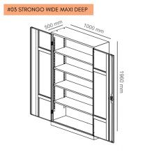 Kancelářská skříň se 4 policemi, s extra hloubkou, o šířce 1000 mm