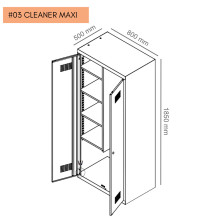 #03 CLEANER MAXI – Kovová skriňa pre upratovačky 1850/800/500