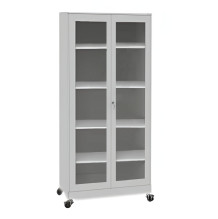 #26 MEDICINE MAXI 4S GLASS ECONOMY - Nemocniční skříňka na léky se 4 kovovýmipolicemi a kolečky, 1800x800x435mm