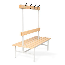 #16 BENCH 1000 DOUBLE AH │ Oboustranná šatní lavice s opěrkou a věšáky, 1000 mm