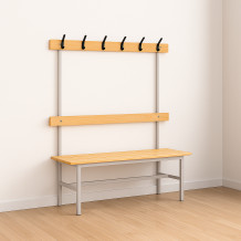 #16 BENCH 1500 AH – Šatníková lavica s opierkou a vešiakmi, 1500 mm - reálne fotky