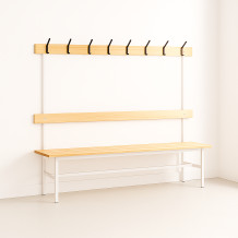 #16 BENCH 2000 AH │Šatní lavice s opěrkou a věšáky, 2000 mm