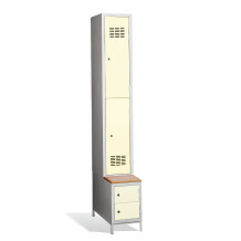 #03 MINI 2 PLUS – 2+2-dveřová šatní skříň s krátkými dveřmi, zabudovanou lavicí a skříněmi na obuv, RAL 2004