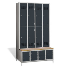 #03 MINI 8 PLUS – 8+8-dv. šatníková skriňa s krátkymi dverami, zabud. lavicou a skriňami na obuv