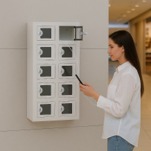 Skříň na nabíjení mobilních telefonů s 10 přihrádkami s plexisklem