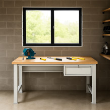 Pracovní stůl s 1 závěsnou zásuvkou a pevnými nohami, 1500 mm