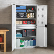 Skříň na nářadí s vysokou nosností, 4 police + 2 zásuvky