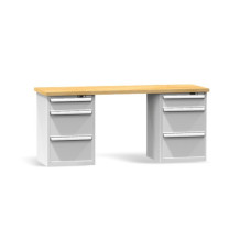 Pracovní stůl se třemi zásuvkami na obou stranách, 2000 mm