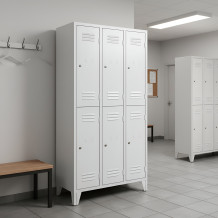 6-dveřová šatní skříň s krátkými dveřmi a nožičkami