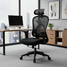 Kancelářská židle se síťovanou zádovou opěrkou a opěrkou hlavy