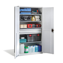 Skříň na nářadí s vysokou nosností, 4 police + 2 zásuvky