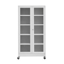 Nemocniční skříň na léky se 4 kovovými policemi a kolečky (demont)