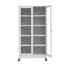 Nemocniční skříň na léky se 4 kovovými policemi a kolečky (demont)