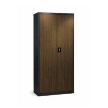 Kancelářská skříň s imitací tmavého dřeva, 4 police