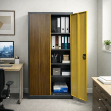 Kancelářská skříň na dokumenty s imitací tmavého dřeva