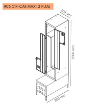 #03 CIK-CAK MAXI 2 PLUS – 2+2-dveřová šatní skříň se Z-kovými dveřmi, zabudovanou lavicí a skříněmi na obuv