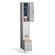 #03 MINI 2 PLUS – 2+2-dveřová šatní skříň s krátkými dveřmi, zabudovanou lavicí a skříněmi na obuv