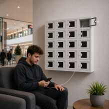 Skříň na nabíjení mobilních telefonů s 20 přihrádkami s plexisklem