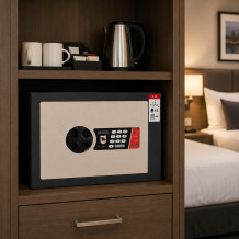 #17 MINISAFE S25 ELECTRO – Bezpečnostní schránka černo-bílá, elektronický zámek, 350 x 250 x 260 mm