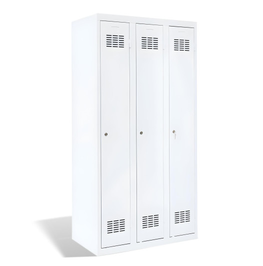 #03 STANDARD 3 - 3 dveřová kovová šatní skříň, 1800/900/500 mm, RAL 7035