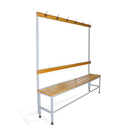 Šatní lavice s opěrkou a věšáky, délka 1500 mm - 2. třída