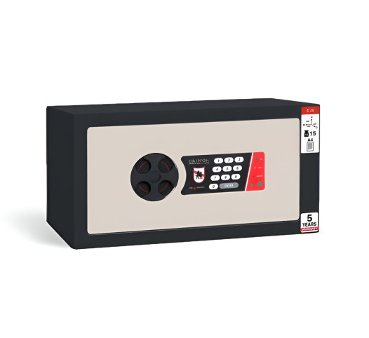 #17 MINISAFE S20 ELECTRO – Bezpečnostní schránka černo-bílá, 380 x 200 x 260 mm